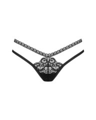 Трусики-стринги Obsessive Blomentis thong, XS/S, черные, кружевные, боковинки — двойные полосочки - Фото №1 Трусики-стринги Obsessive Blomentis thong, XS/S, черные, кружевные, боковинки — двойные полосочки - Фото №1
