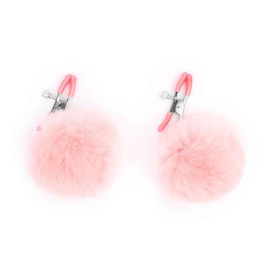 Зажимы для сосков с пушком, цвет розовый - Фото №1 Зажимы для сосков с пушком, цвет розовый - Фото №1
