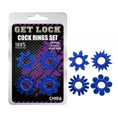 Ерекційне кільце GK Power Cock Rings Set-Blue - Фото №1