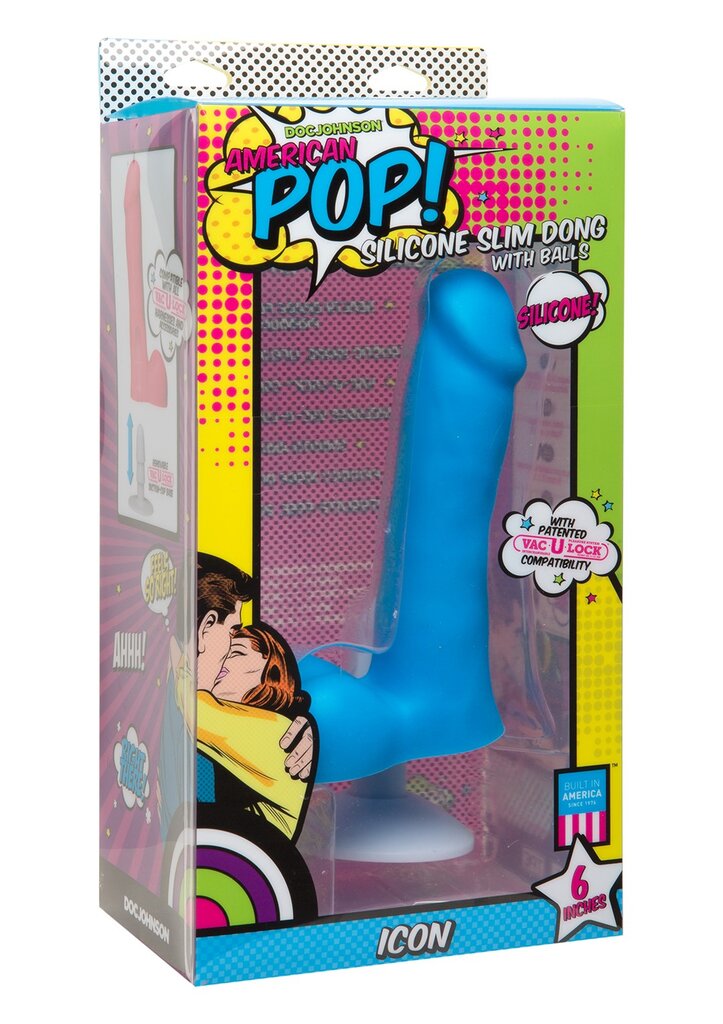 Фалоімітатор "Icon 6 inch Slim Dong with Balls", блакитний - Фото №2 Фалоімітатор "Icon 6 inch Slim Dong with Balls", блакитний - Фото №2