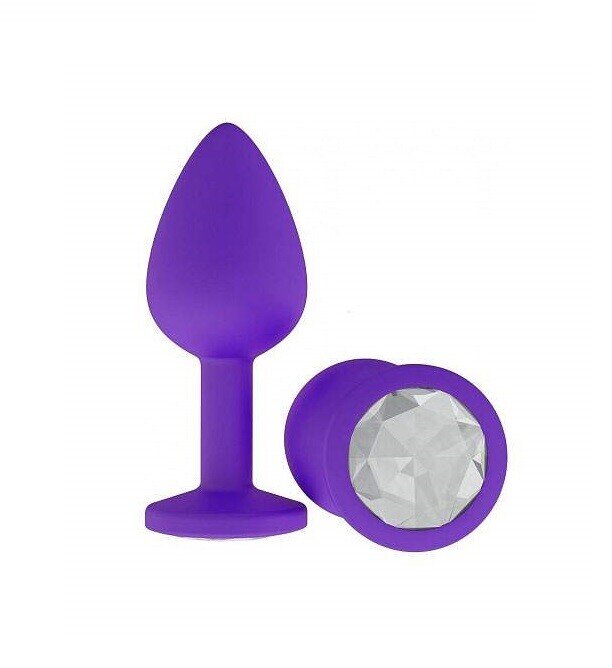 Плаг силиконовый S фиолетовый, камень прозрачный - Фото №1
