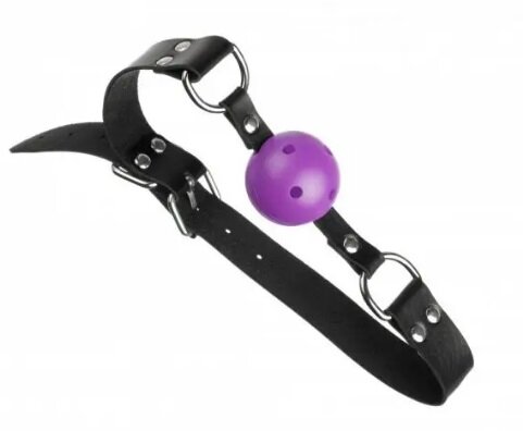 Кляп Latex Breathable Ball Gag Black/Purple - Фото №1